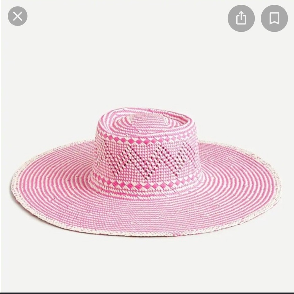 NWT J. Crew Woven Hat With Extrawide Brim Pink